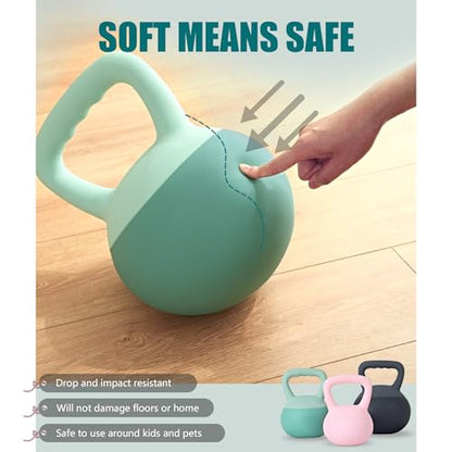DlandHome Kettlebell Weights Strength Training Kettlebell-Great for Full Body Workout and Strength Training,Easy Grip Handle,PVC Filled with Iron Sand - color: Mint Green-20lbs