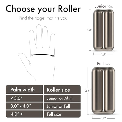 ONO Roller - Handheld Fidget Toy for Adults | Help Relieve Stress, Anxiety, Tension | Promotes Focus, Clarity | Compact, Portable Design (Titanium, Junior Size - Titanium) - size: Junior Size, style: Natural