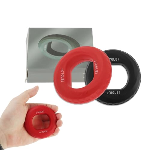 Hand Grip Strengthener, Adjustable Strength Grip, Silicone Grip Circle, for Men Adult, 2 Pcs - color: Red & Black(60/70LB,70/80LB)
