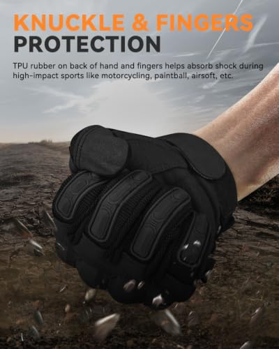 KUMGIM Tactical Motorcycle Gloves with Knuckle Protection Touchscreen - color: Black, size: Large