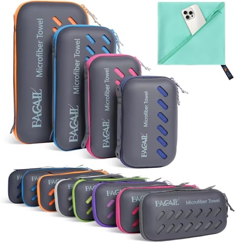BAGAIL Camping Towel with EVA Case, Compact & Ultra Soft Microfiber Travel Towel - Super Absorbent & Lightweight Quick Dry Towels for Sports, Beach, Gym, Backpacking, Hiking and Yoga