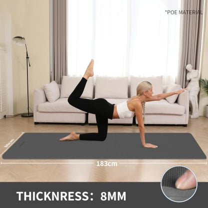 Extra Wide & Thick 8mm Yoga Mat, 72"x31.5" - color: Black