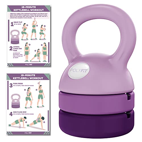 Polyfit Adjustable Kettlebell | 5 lb - 12 lb | Kettlebells Weights Set for Home Gym | Kettle Bell Sets for Women at Home - color: PURPLE