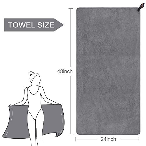 SUNLAND Microfiber Gym Bath Towels for Men Momen 24x48In - color: Grey X 2