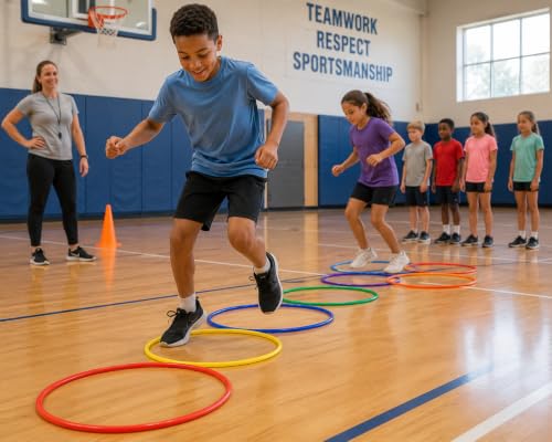 Fun Express Large 20 Inch Obstacle Course Agility Rings Set of 6 - Professional PE Equipment for Elementary School Physical Education | Carnival Games Ring Toss for Kids Outdoor Play & Field Day