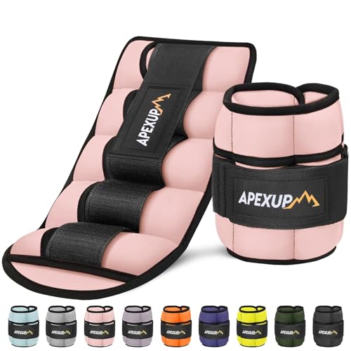 APEXUP Adjustable Ankle Weights for Women and Men, Modularized Leg Weight Straps for Yoga, Walking, Running, Aerobics, Gym, Physical Therapy - color: Pastel Pink, size: 10 Lb Pair (5 Lb Each)