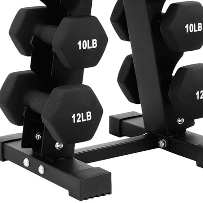 BalanceFrom Neoprene Coated Iron Dumbbell Hex Weights Set with Stand – Color-Coded or Black Options with Non-Slip Grip for Strength Training, Resistance Workouts, and Home Gym Fitness - style: 76LB Set