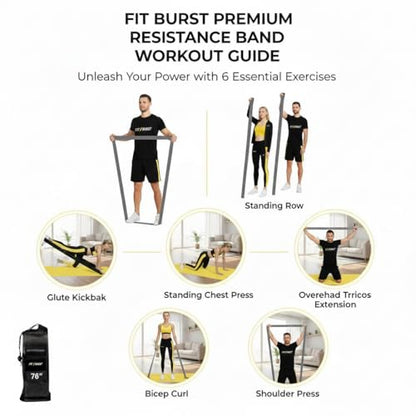 Premium Fabric Resistance Band 76 Inch Extra Long – Resistance Bands for Working Out & Resistance Bands for Physical Therapy, Non-Slip Exercise Band for Men & Women, Stretching & Home Fitness