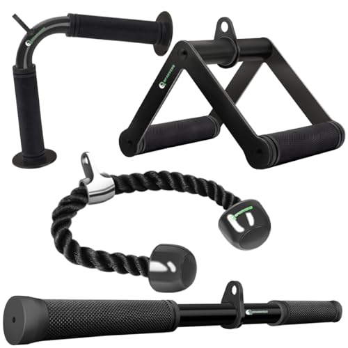 Cable Machine Attachment Set LAT Pulldown Attachments Weight Machine Accessories for Home Gym - color: black-4.0
