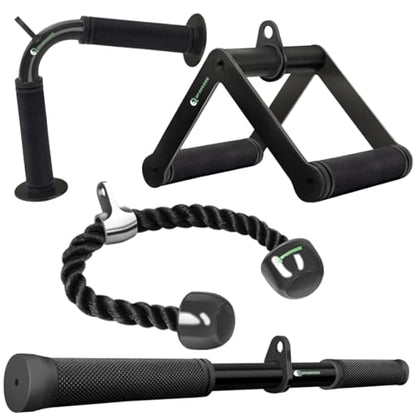 Cable Machine Attachment Set LAT Pulldown Attachments Weight Machine Accessories for Home Gym - color: black-4.0