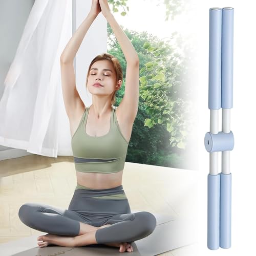Yoga Postures Stick – Yoga Exercise Stick, Stretch Mobility Pole, Adjustable Pilates Training Bar, Portable Rehabilitation Fitness Tool | Lightweight Stretching Aid for Office Gym Travel Home - color: Blue