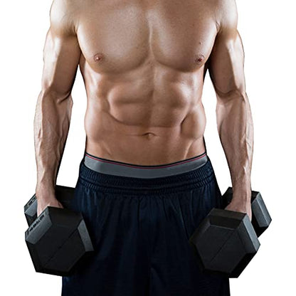 Hex Dumbbells Rubber Coated Cast Iron Hex Black Dumbbell Free Weights for Exercises - style: 15 Pounds / Pair