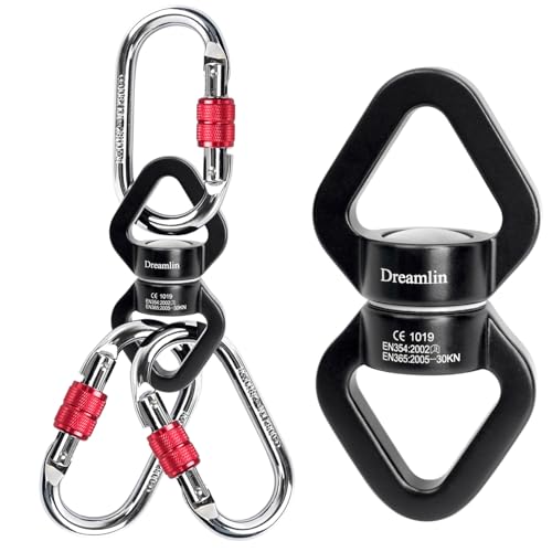 Aerial Silks Hardware Kit 30 KN Swing Swivel Aerial Yoga Hammock Rigging Aluminum Swivel Aerial Hoop Lyra Rotational Device Hanging Accessory - color: Black set 2