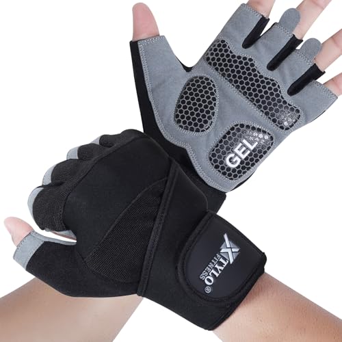 Xtylo Int Workout Gloves for Men & Women Weight Lifting Gloves with Wrist Support, Full Palm Protection, Non-Slip Grip–Gym,Training, Rowing, Cycling, Fitness Sizes S,M,L,XL - color: Black & Grey, size: X-Large