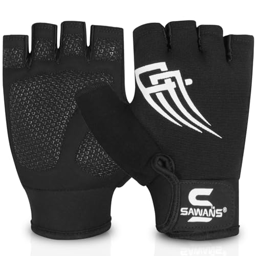 SAWANS Weight Lifting Workout Gloves Lightweight Breathable Padded Palm Protection Gym Gloves Non-Slip Silicone Grip for Men and Women Exercise Fitness Training Pull-ups Deadlifting