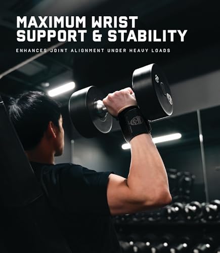 Gymreapers Weightlifting Wrist Wraps (IPF Approved) Professional Quality Wrist Support with Heavy Duty Thumb Loop - Best Wrap for Powerlifting Competition, Strength Training, Bodybuilding - color: Black/Black