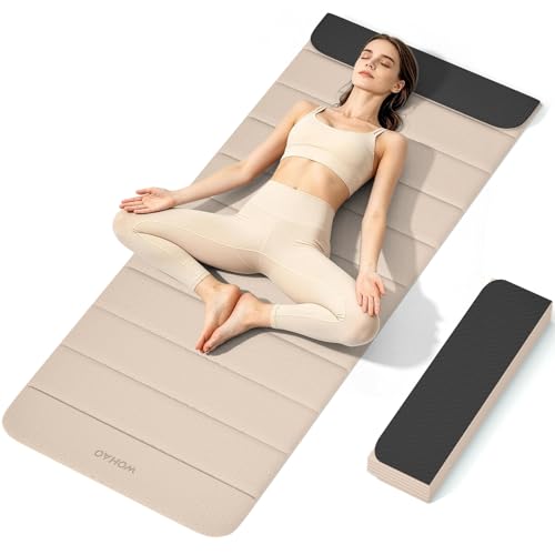 12-Fold POE Yoga Mat 75x26x0.4 Inches – Non-Slip, Compact & Workout-Friendly for Yoga, Pilates, Strength Training & Meditation - color: Milk coffee+Black