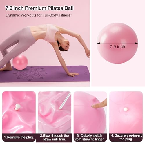 Pilates Kit, Home Pilates Workout Kit for Women, Pilates Equipment with Pilates Ring and Ball, Yoga Block & 5 Resistance Bands, Ankle Weights, Sliders & Grip Socks, Workout Guide Included