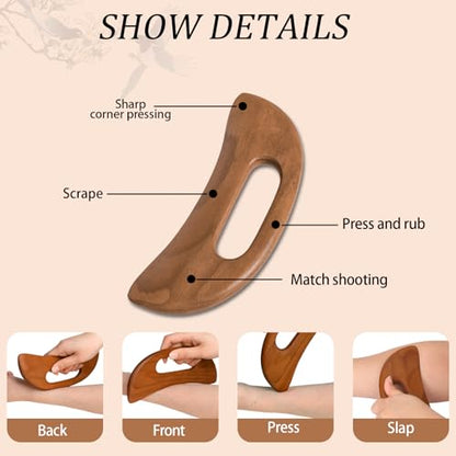 Wooden Cellulite Massager, Body Guasha Tool Lymphatic Drainage Massager Muscle Scraper Back Massage Tool Relieve Muscle Fatigue, Body Gua Sha Paddle Anti Cellulite Tool for Women and Men