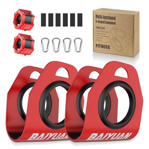 Home Gym Clips, Convert Dumbbells to Barbell, Turn Bars into Landmines, T-Bar Row with Any Grip, Hook Dumbbells on Dip Belts, Versatile Weightlifting Accessory for Olympic - color: Red, size: Olympic 2", Pair