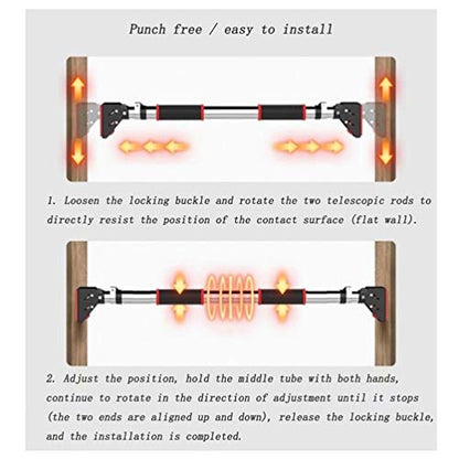 Pull-Up Bars Corridor Horizontal Bar Doorway Chin Up Bar 130-175cm Adjustable No Screws Strength Training Load 400KG,