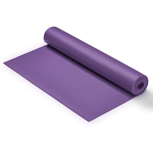 Sunny Health & Fitness Non-Slip Yoga Mat – Durable, Anti-Tear, Lightweight, Cushioned Support for Yoga, Pilates, Stretching Exercises, Meditation and Floor Workouts | Multiple Sizes & Colors - color: Classic Purple