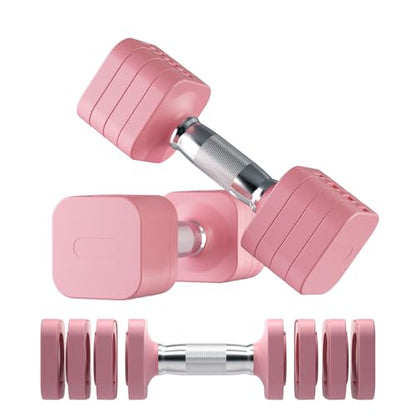 20LB Adjustable Dumbbell Set, 10lb Dumbbells Set of 2, 5 in 1 Free Weights Set, Each 4lb 6lb 8lb 10lb for Women & Men for Home Gym Exercise Workout Strength Training Equipment - color: Pink