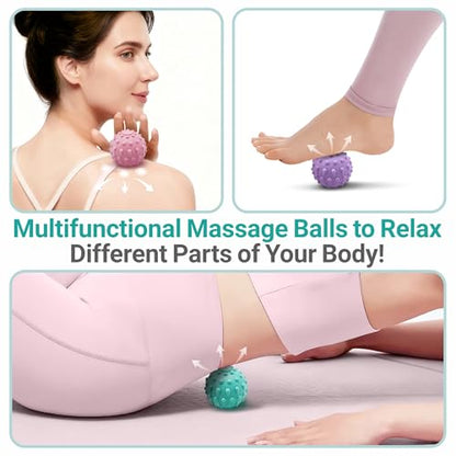 Foot Massage Mat with Two Massage Balls, 5-Zone Acupressure & Reflexology Mat for Various Stimulation, Portable Pressure Point Pad for Feet Relaxation, Pain, Fatigue Relief(Purple) - color: Purple