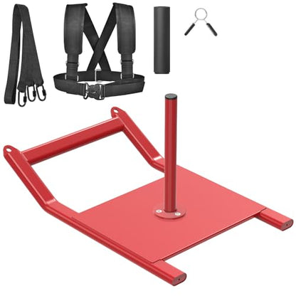 Kipika Weight Sled, Workout Sled, Fitness Strength Training Sled, Speed Training Sled for Athletic Exercise, Speed Improvement, Easily Through Obstacles, Suitable for 1" & 2" Weight Plate - color: A- Red
