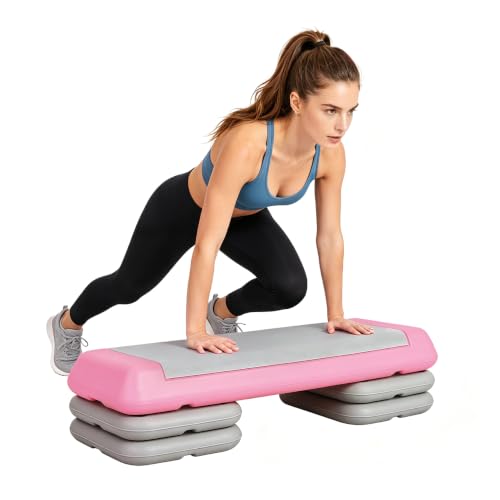 Aerobic Step Platform Height Adjustable Workout Step - color: Double-layer Base-Fuchsia