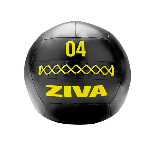 ZIVA Soft Wall Ball – Highly Durable Weighted Exercise Medicine Slam Ball for Strength and Conditioning Workout - Multiple Color, Weight Available - color: a. 4lb - BK