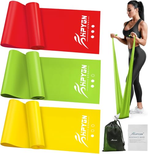 HPYGN 3 Levels Non-Latex Exercise Bands for Physical Therapy & Yoga, Professional Resistance Bands Set for Working Out, Strength Training, Pilates & Rehab, TPE Elastic Stretch Bands for Seniors, Women - color: 9-Red/Green/Yellow, size: 6.9ft