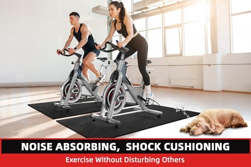 Treadmill Mat, 7'x3'/6'x3'/6'x2.5'/5.6'x2'/4'x2', 6mm Thick Exercise Equipment Gym Mat for Hardwood FloorCarpet, Compatible with Peloton Bike, Indoor Spin Bike, Elliptical - color: 72"x36"x6mm High-density-black