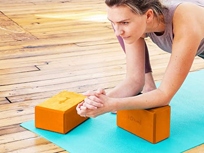 Sol Living Yoga Blocks 2 Pack High Density EVA Foam Yoga Cushion Stretching Pilates Meditation Exercise Equipment Support Deepen Poses Odor Free Non Slip Yoga Accessories - 4" x 6" x 9"- Tango - color: Tango