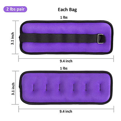 Ankle/Wrist Weights, Small Leg Arm Hand Cuff Weights for Women Kids, Exercise Equipment with Adjustable Straps for Fitness Gym Dancing Walking Jogging Gymnastics Aerobics (1 Pair)