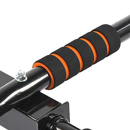 Professional Wall Mount Pull Up Bar Heavy Duty Chin Up Bar Strength Training Equipment for Home Gym Black Steel Construction with 6 Comfort Foam Grips