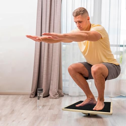 Balance Board Professional Wobble Board for Adults Anti-Slip for Physical Therapy Standing Desk Core Strength Wooden Rocker Board(350LBS)