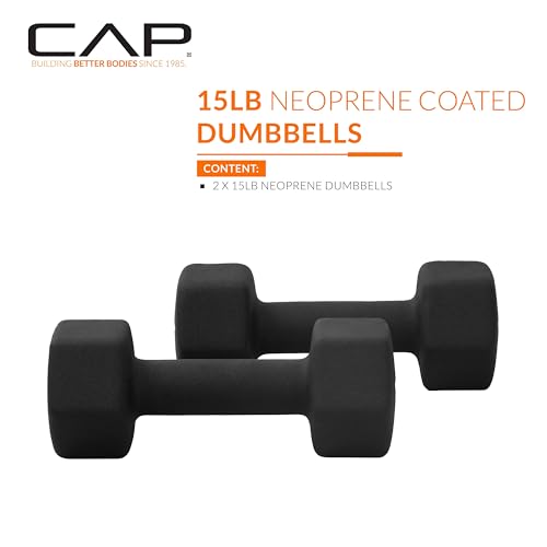 CAP Barbell Neoprene Dumbbell Weights Pairs & Sets | Black - style: 15 lb Pair
