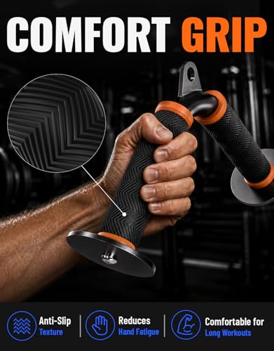 Cable Machine Attachment Set for Gym & Home Workouts, Lat Pulldown Attachments with Non-Slip Grips, Orange
