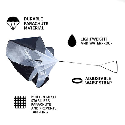 Running Parachute - 56" Resistance Parachute for Running Speed, Acceleration, and Fitness Training - Workout at Home, Gym, or Track for Men, Women, and Kids - Complete with Carrying Bag