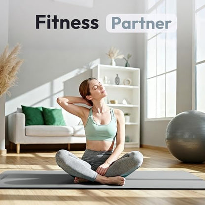 Umineux Non Slip Yoga Mat 72"x24" Exercise & Fitness Mat For Women and Men - color: Gray & Black, size: 10MM