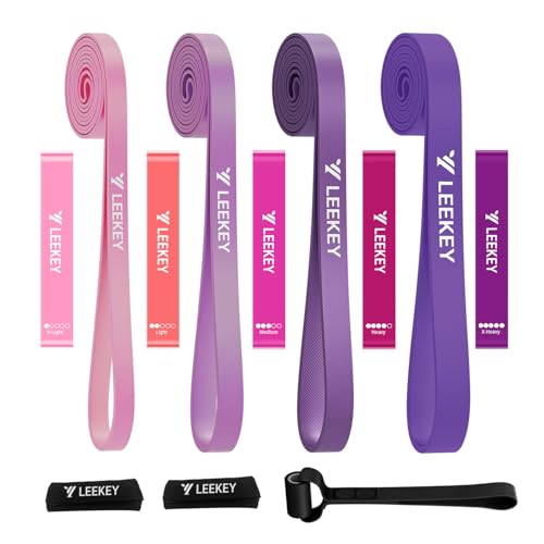 Pull Up Assistance Bands,Muit Levels Resistance Bands for Senior/Adults,Exercise Bands with Door Anchor, Strength Bands for Fitness Training, Physical Therapy,Home Gym Workouts - color: 15-125LBS PURPLE+Mini Bands