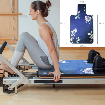 Pilates Reformer Mat and Towel - Exercise Fitness Gym Mat - Mini Travel Yoga Mat With Black Rubber Backing - Lightweight Non-Slip Portable Mat With Carry Bag - Pilates Socks Optional - color: Secret Garden