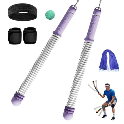 Adjustable Ropeless Battle Ropes Trainer, Ropeless Battle Ropes for Full Body Workout, Home Gym Strength Training, HIIT Cardio, Arm Toning and Fat Burning Exercise Equipment, Purple+W+T+H+Fascia Ball - color: Purple+wristbands+towel+headhand+fascia Ball