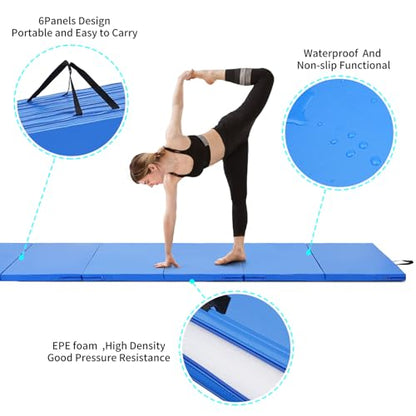 ZENOVA Gymnastics Mat 6'x3'x2''/4'x8'x2'' Exercise Mat Gym Mat for Home Aerobics Workout Foldable Tumbling Mat Children Gifts - color: 4FT x 8FT --Blue