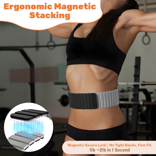 Magnetic Ankle Weights for Women & Men, Adjustable Silicone Wrist Weights Bracelet Set, Stackable Wrist and Ankle Weights 1 Pair 2 Lbs, Weighted Bangles Wearable for Home Gym Workout, Jogging, Yoga & Walking