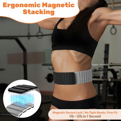 Magnetic Ankle Weights for Women & Men, Adjustable Silicone Wrist Weights Bracelet Set, Stackable Wrist and Ankle Weights 1 Pair 2 Lbs, Weighted Bangles Wearable for Home Gym Workout, Jogging, Yoga & Walking