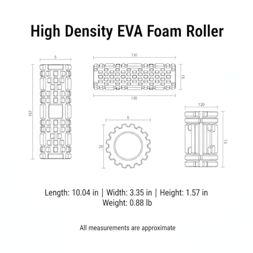High Density EVA Foam Roller for Exercise, Yoga and Fitness, Compact 10 x 3.3 Inch Design (1 PC)