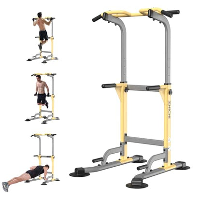 Z ZHICHI Pull-Up Dip Station Pull-Up Chin-Up Weight Capacity 350LBS - color: yellow