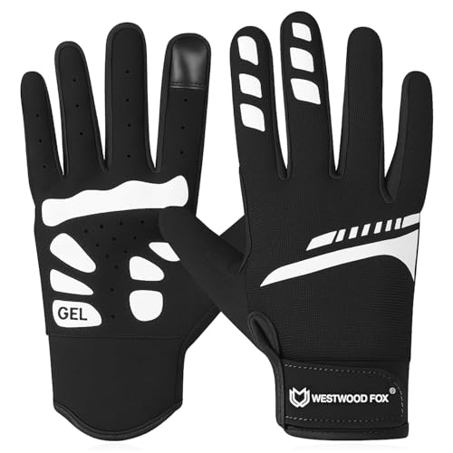 WESTWOOD FOX Cycling Gloves for Men Women, Full Finger, Anti-Slip Touchscreen Breathable Mountain Bike Gloves for MTB Riding, BMX, ATV,Road Racing,Bicycle.Climbing and Outdoor Sports